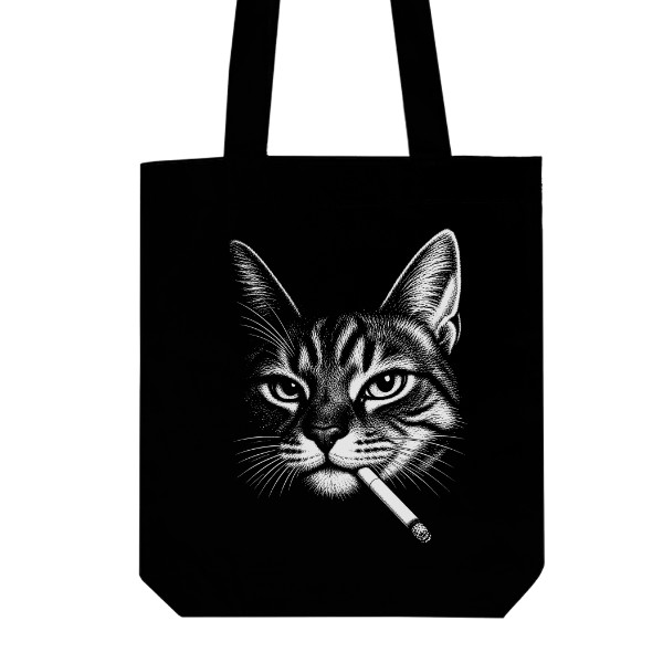 Cat with a Cigarette – Cotton Tote Bag